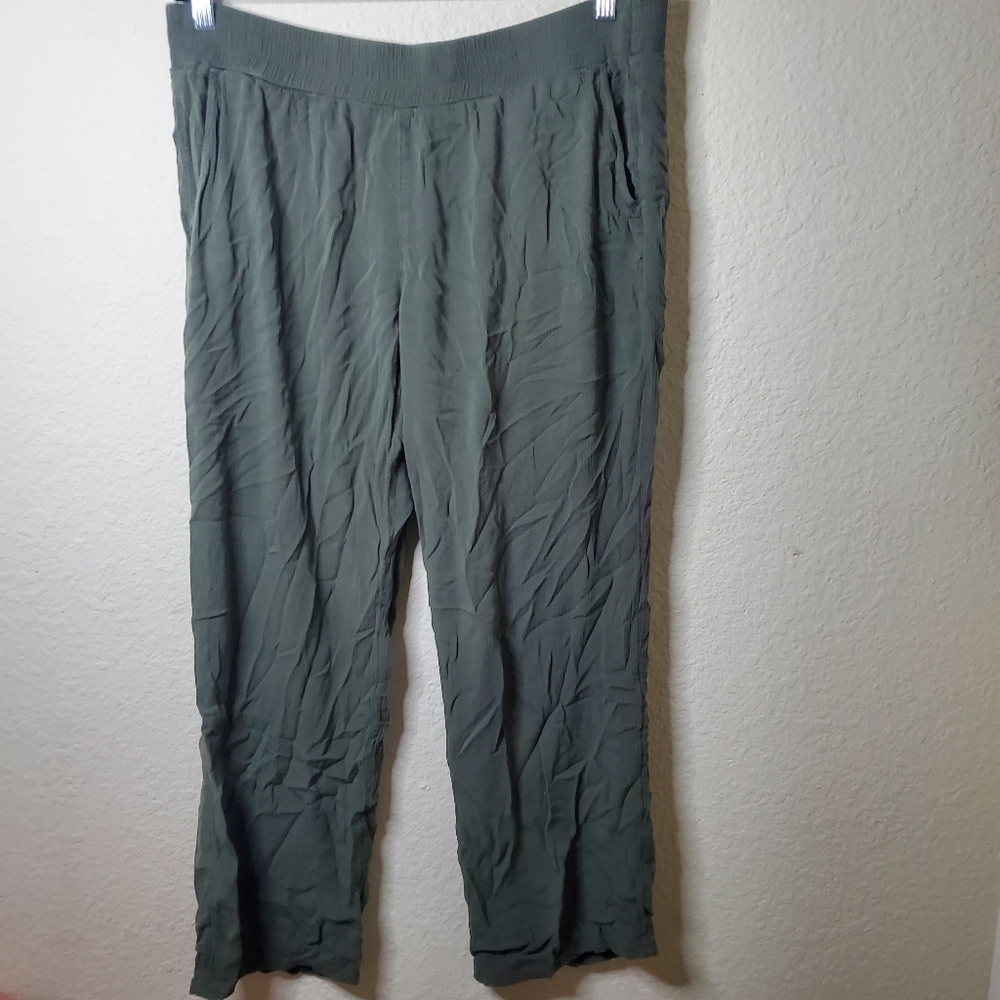 Three Dot Faux Linen Flowy Comfort Beach Summer Pants XL Straight Leg Casual   G